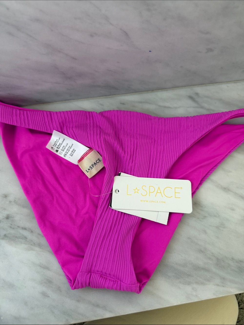 NWT l*space Fuchsia Ribbed Bikini Bottom Retail $84